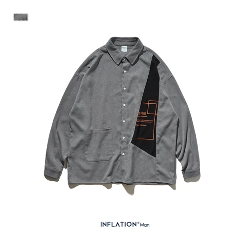 INFLAITON AW Men Button-Down Shirt Harajuku Hip Hop Long Sleeve Men Shirts Loose Fit Men Casual Shirt Brand Men Shirt 92125 - Цвет: as picture shown