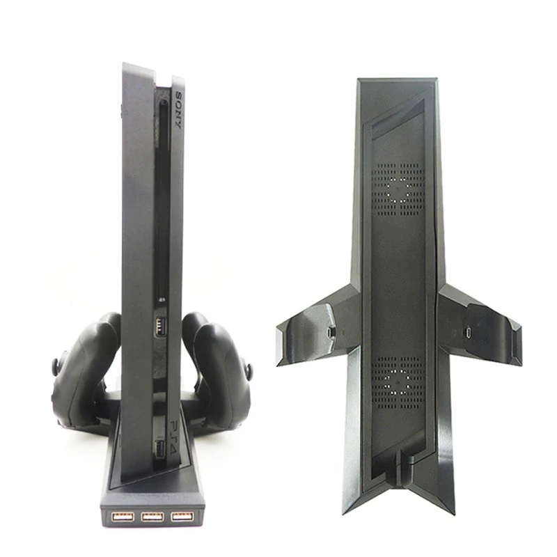 New PS4 Vertical Stand with Dual Wireless Controller Charging Dock Mount 2 Cooling Fans 3 USB Ports