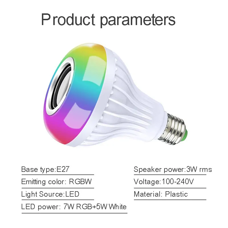 Беспроводной Bluetooth динамик с музыкальной лампочкой, светодиодный динамик с цветным пультом дистанционного управления, портативный уличный аварийный светодиодный светильник, громкий динамик