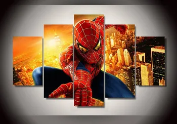 

5 Pieces/set Spiderman Wall Art Print Canvas Painting Kids Room Decor Painting Home Decoration Frameless