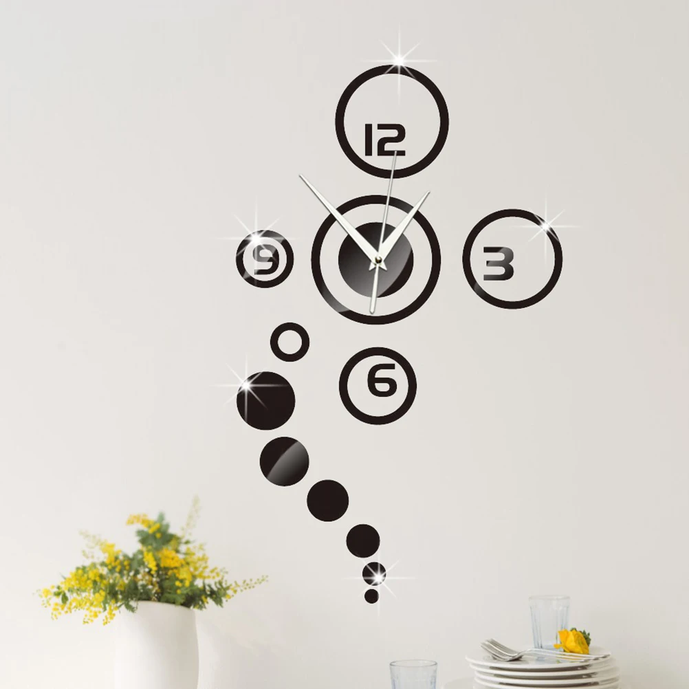 

Fashion Circles 3D Modern Mirror Wall Clock Watches Sticker Decal Home DIY Decor Hot Sale