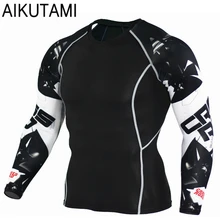 Мужская спортивная рубашка для бега, эластичная футболка с цветным принтом, для занятий спортом, для мужчин, с длинным рукавом, для спортзала, фитнеса, тренировок