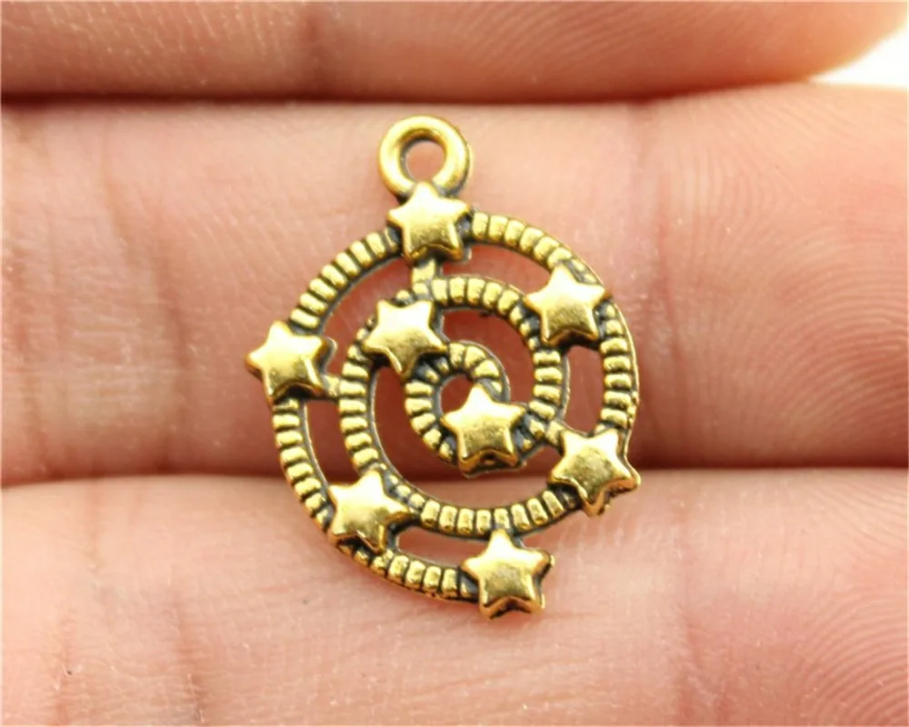 Buy WYSIWYG 20pcs 21x15mm Diy Star Pendant For Jewelry Making Antique Gold Star