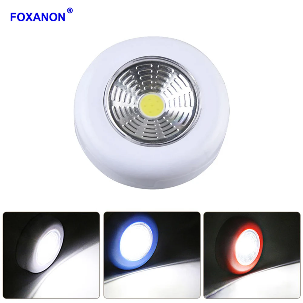 

Foxanon LED Novelty Lighting Wall Light Night Lights COB LED Stick Sticker Tap Touch Cabinet Wardrobe Corridor 3x AAA Batteries