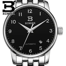 Switzerland watches men luxury brand18K gold Wristwatches BINGER business Mechanical Wristwatches full stainless steel B5005A 2
