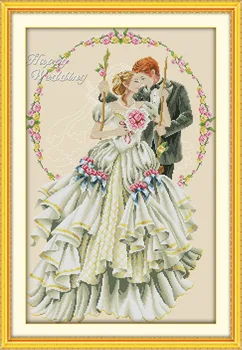 

Happy wedding nice day Printed Canvas DMC Counted Chinese Cross Stitch Kits printed Cross-stitch set Embroidery Needlework