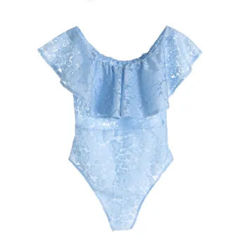 

Trendy Women clothes sleeveless Geometry casual cotton Jumpsuit Ruffled Off Shoulder Lace Bodycon Bodysuits one pieces