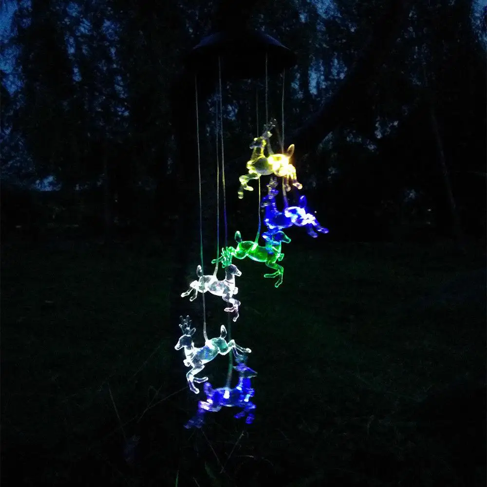 

HobbyLane LED Elk Solar Wind Chime Lamp Waterproof Solar Power Lamp for Home Party Garden Decoration Landscape Lights
