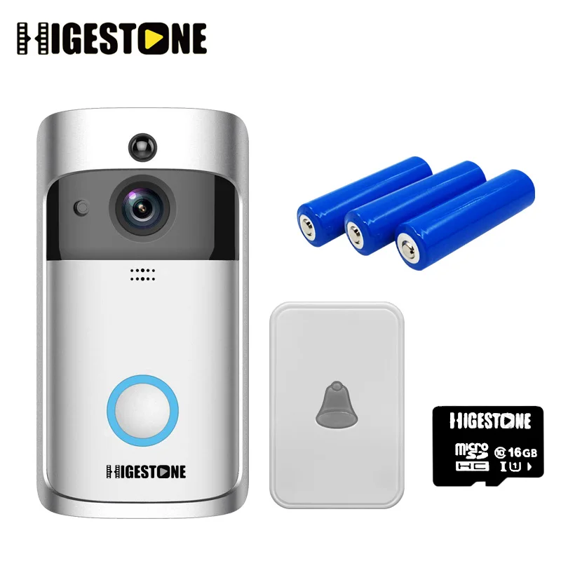 Higestone HD Беспроводной Smart дверной звонок батарея охранных Wi Fi видеокамера на