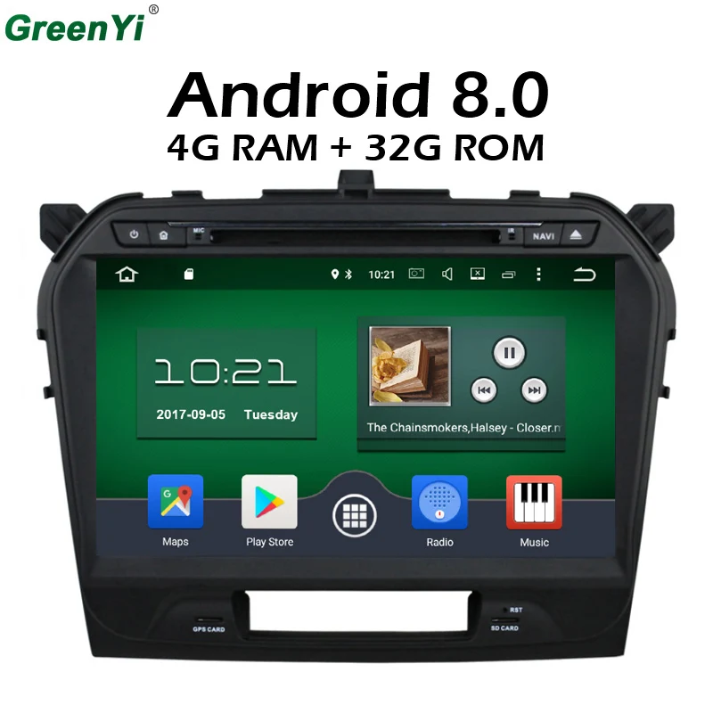 

GreenYi 4GB RAM Octa Core Android 8.0 Car DVD GPS Navigation Multimedia Player Stereo For Suzuki Grand Vitara 2015 2016 Radio