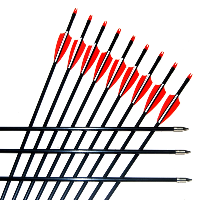 24PCS/lot Fiberglass Arrow 32" 28" Archery Hunter Nocks Fletched Arrows