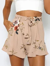 shorts women floral print short femme 2017 new summer style hot loose belt casual thin mid casual short women’s plus size