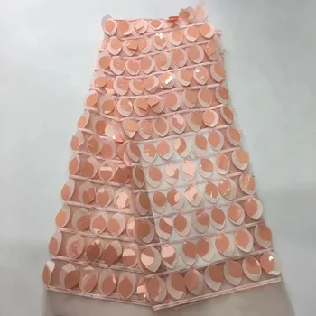 

New fashion embroidery tulle lace fabric with Big sequins 2019 latest high quality french lace fabric for dress CDN226