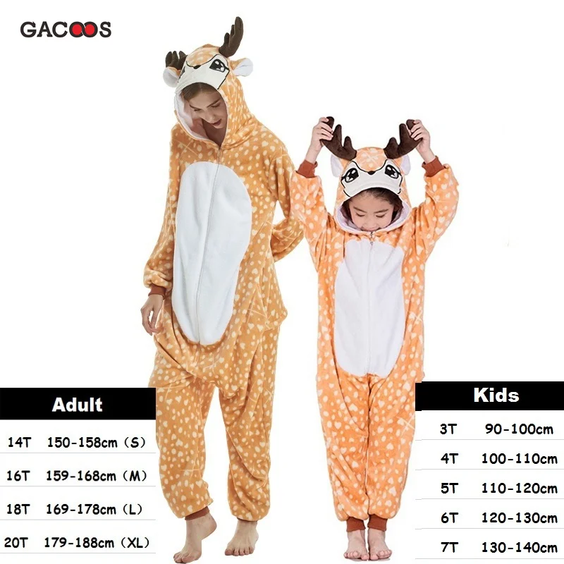 Kuguurumi/пижамы с единорогом; детские пижамы с животными для мальчиков и девочек; детские пижамы с пандой; комбинезон для мальчиков; зимняя одежда для сна - Цвет: deer