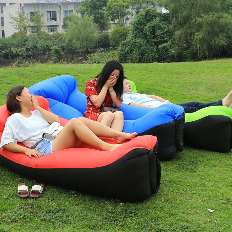 Camping lazy bag inflatable air sofa double pocket laybag sleeping bag adult beds air lounge