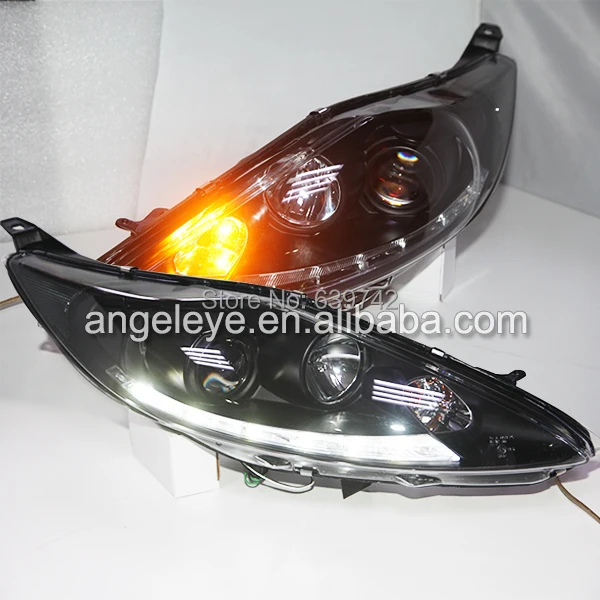 

for FORD Fiesta LED Strip Headlights Head lamp Front light with Projector Lens 2009-2012 Year SN V2