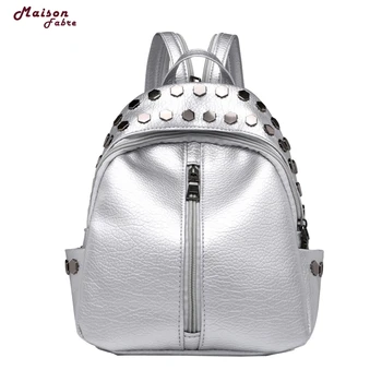 

Best Deal Bag Vintage Women Rivets Leather Backpack Women Satchel Travel Backpack School Rucksack Bag Drop 2020