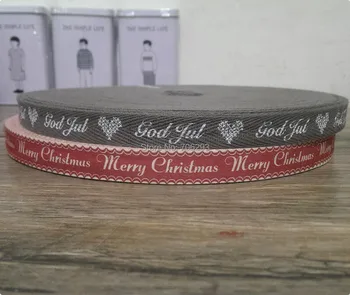 

COTTON RIBBON envIo gratis feliz navidad impresa GOD JUL AND MERRY CHRISTMAS 15MMX100YARD