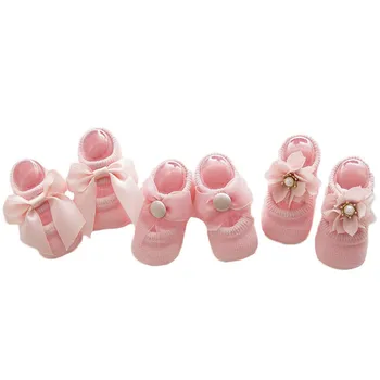 

Lawadka Baby Socks Newborn Lace Socks Baby Girls Flower Bow Cute Toddlers Short Socks Summer Anti Slip Socks 3 Pairs/lot