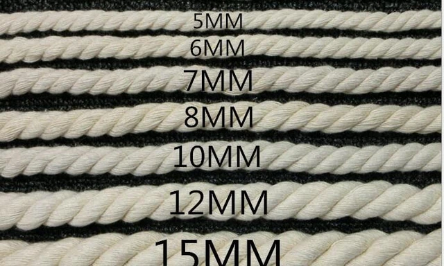 Beige Cotton Three twisted Rope String Cord Twine Sash Craft 5mm-20mm  Cotton Thick Cords For Handmade Decorative