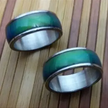 

Europe high quality Mood Rings thicken titanium steel changing color rings mixed size 17-21 by dhl free shipping