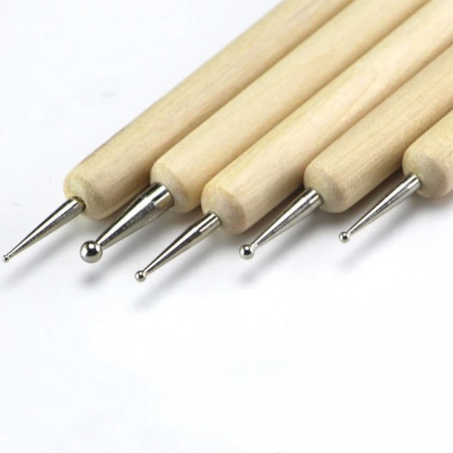 Wooden Handle Creasing Pen Nail Embossing Tool, Stainless Steel