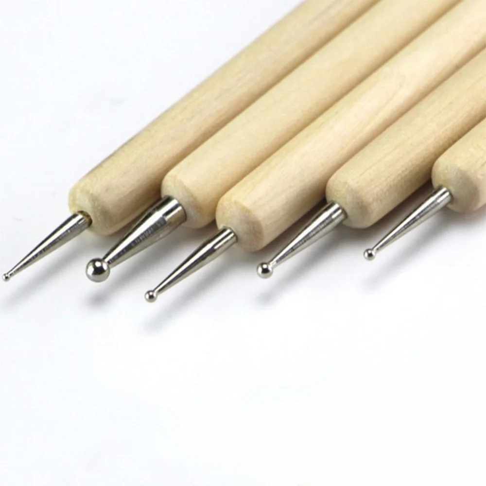 WoodenHandleCreasingPenNailEmbossingToolStainlessSteelStylus