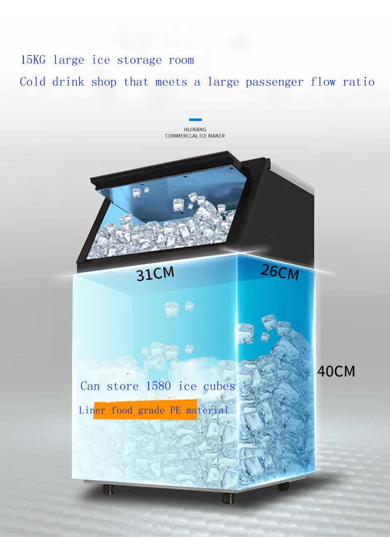 Машина для льда 55 кг Большой коммерческий магазин чая небольшой бар Домашний автоматический кубик льда делая машину