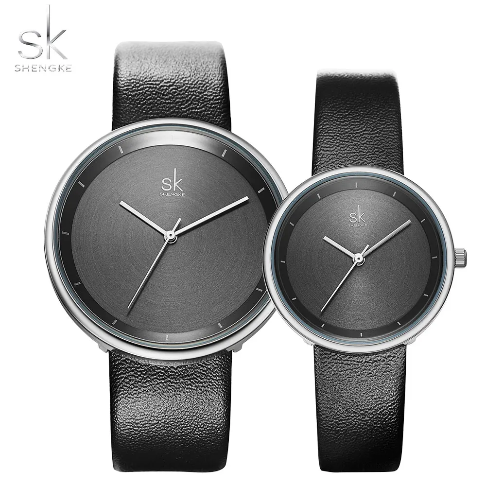 Shengke брендовые кварцевые парные часы, набор кожаных часов для влюбленных мужчин и женщин, набор часов Relojes Parejas - Цвет: couple watch 3