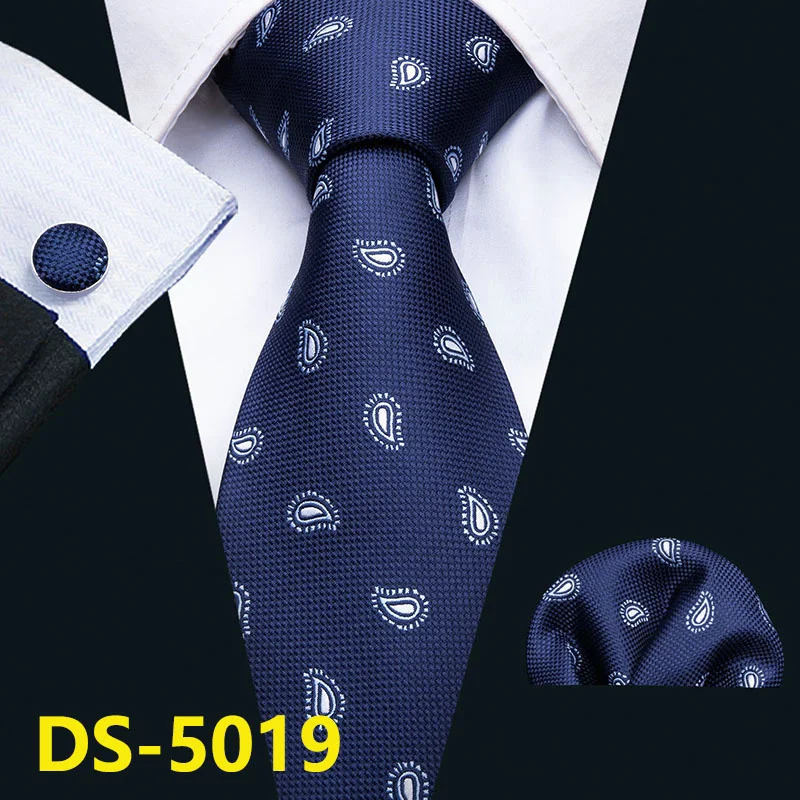 DS-5019 Мужской галстук, золотой, темно-синий, в полоску, шелк, галстук Barry. Wang, 3,4 дюймов, жаккардовые, вечерние, свадебные, тканые, модные, дизайнерские, галстук для мужчин, DS-5032 - Цвет: DS-5019