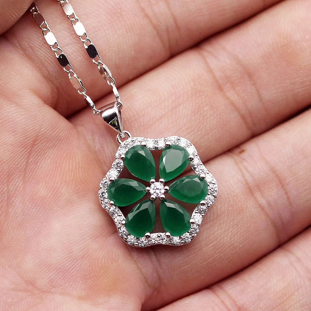 Choose You Color Natural Green Emerald925 Sterling Silver Pendant 