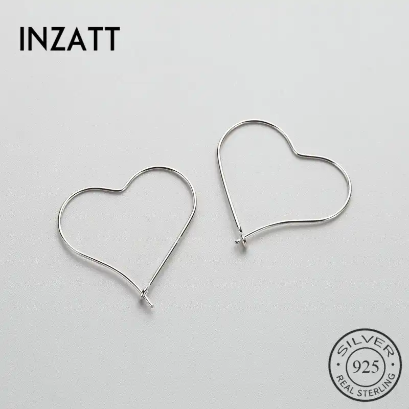 INZATT романтические Настоящее серебро 925 проба серьги-кольца с милым узором в виде сердца модные минималистичные женские украшения для подар...