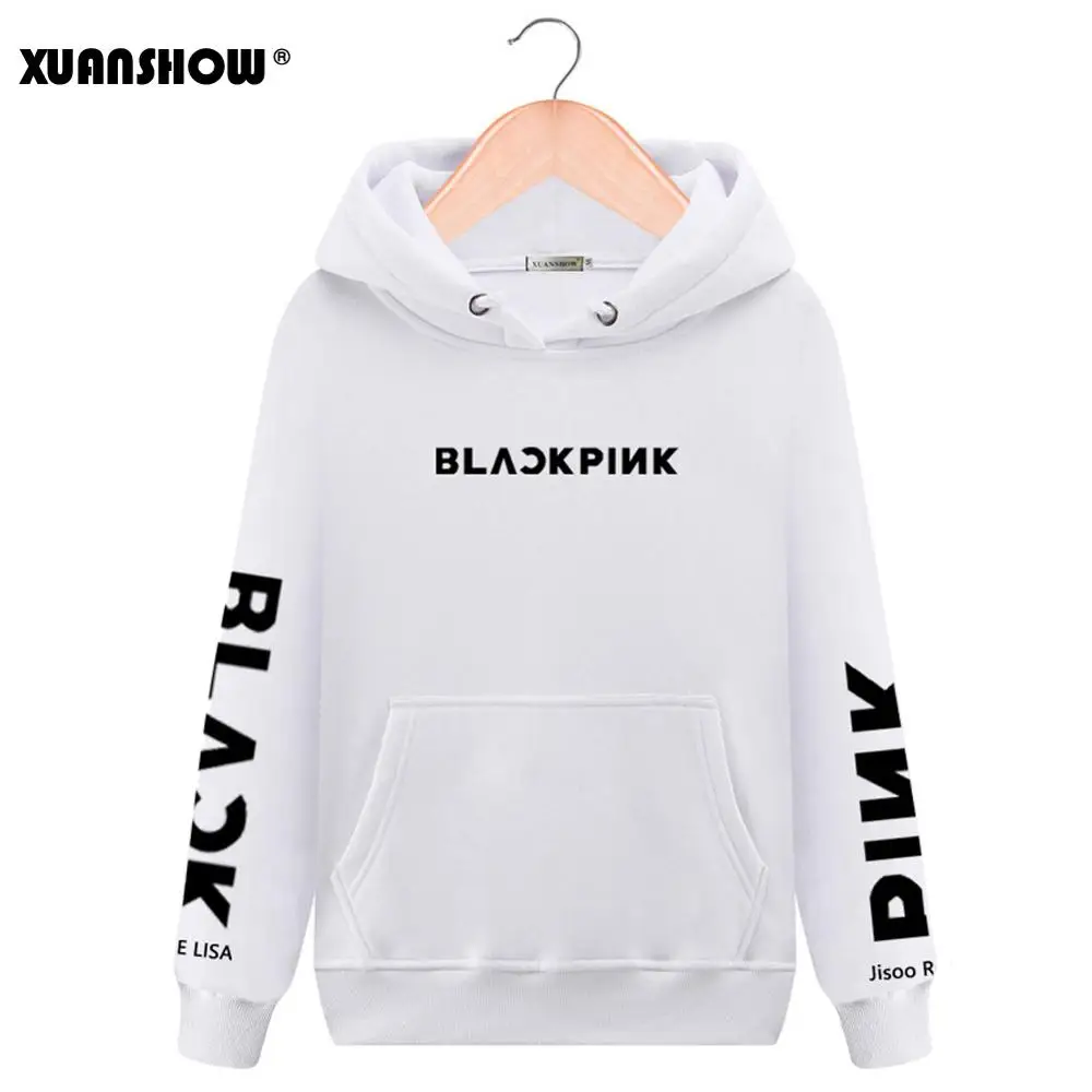 XUANCOOL Kpop черные розовые корейские толстовки флисовая женская куртка с капюшоном и длинным рукавом Пуловеры Одежда Moleton Feminina S-XXL - Цвет: White