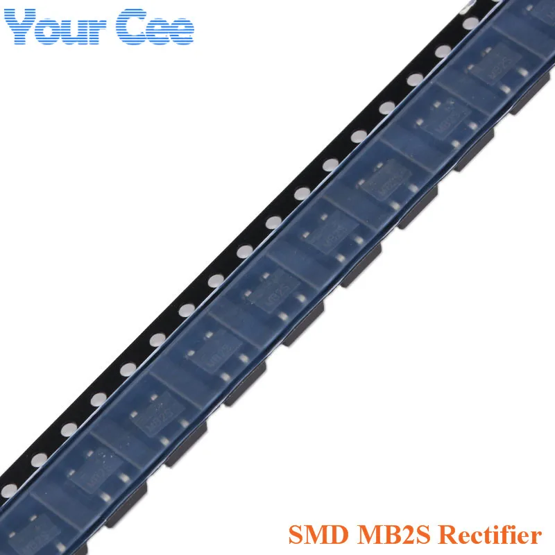 Único-fase de Passivação de Vidro Original 0.5 – 0.8a 200 v Ponte Retificadora 100 Pcs Smd Mb2s