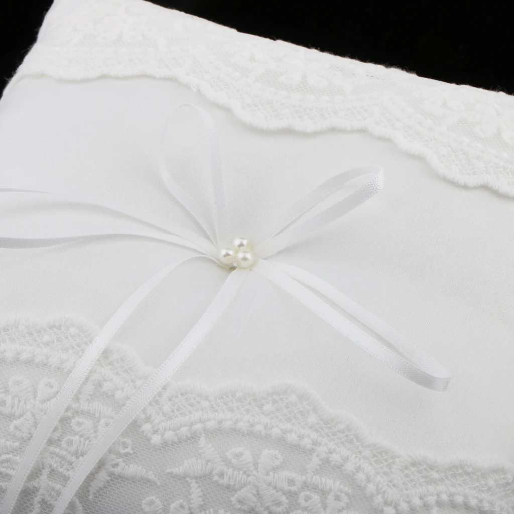 Romantic Lace Ring Pillow Wedding Engagement Reception Decorations Ring Pillow Lace+Ribbon Ring Holder White 20cm