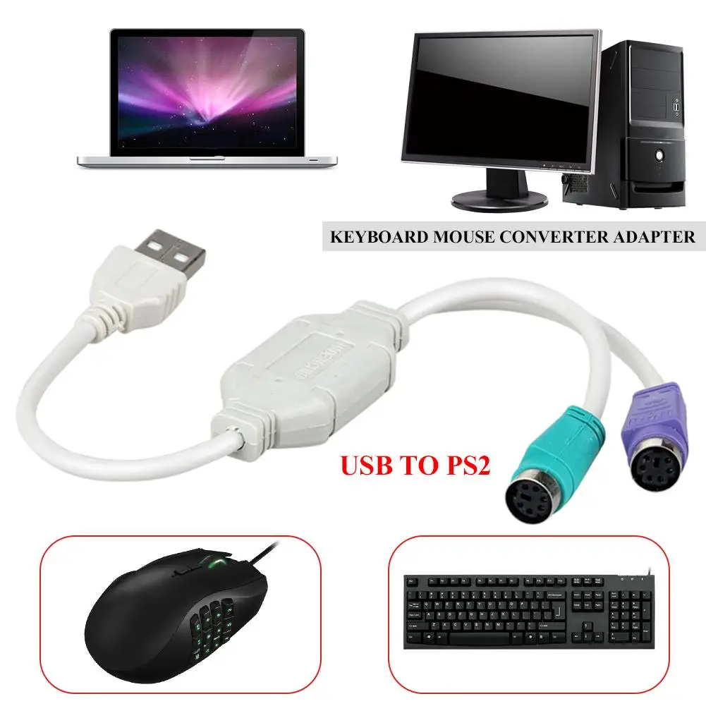 

USB To PS/2 Keyboard Mouse Adapter USB Male To PS2 Female USB Male To Round Port Keyboard Mouse Cable Converter Adapter For Pc