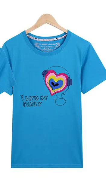 Family Matching Outfit Summer Short Sleeve T Shirt heart Top Clothes