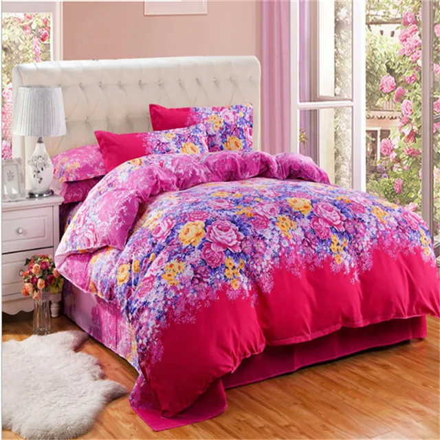 household New style Flower pattern bedding High quality 3/4pcs 1pcs