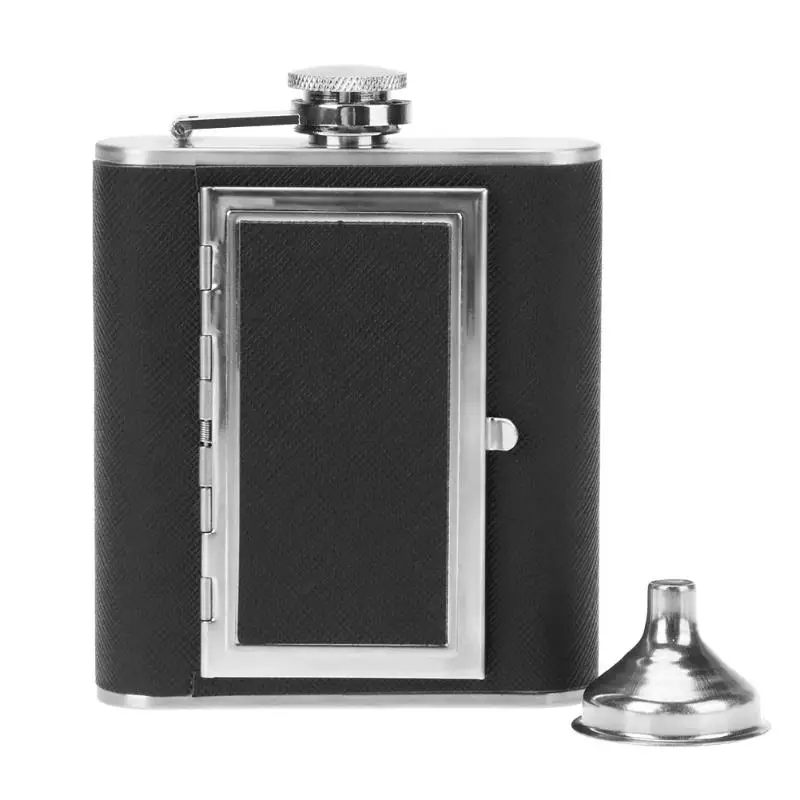 

3.5oz Stainless Steel Hip Flask With Funnel Hip Flask Cigarette Storage Case Wrapped Flagon Wine Pot Beer Whiskey Bottle Alcohol