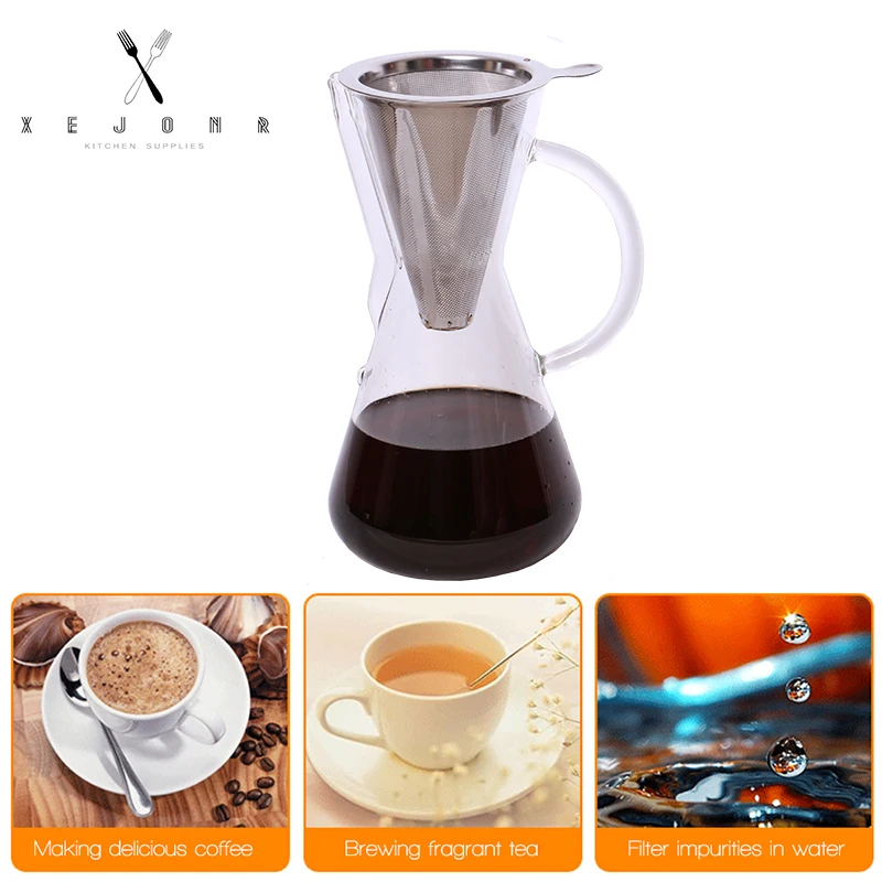  XEJONR Coffee Filter Heat-resistant Glass Stainless Steel Filter Coffeeware Kitchen Supplies Espres - 32910685575