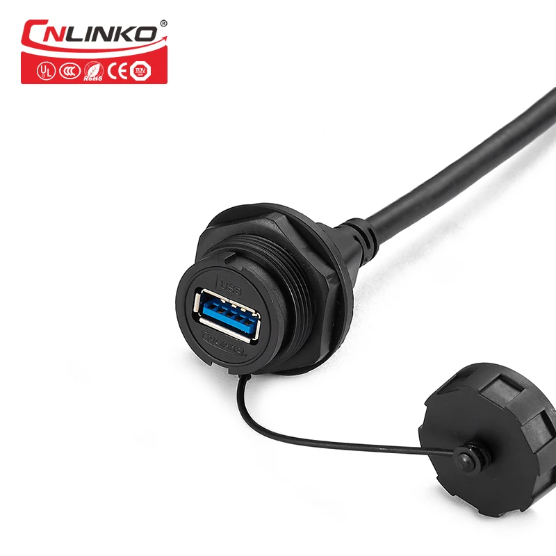 Linko YU-USB Series Outdoor USB3.0 9Pin Waterproof Connectors IP65 USB Plug Panel Mount Socket with 1m Data Cable Connector