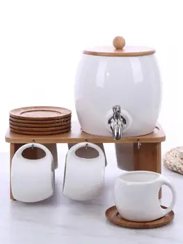 

European Grey Ceramic High Temperature Cooling Water Bottle Set Large Capacity Household Afternoon Flower Tea Beverage Water Cup