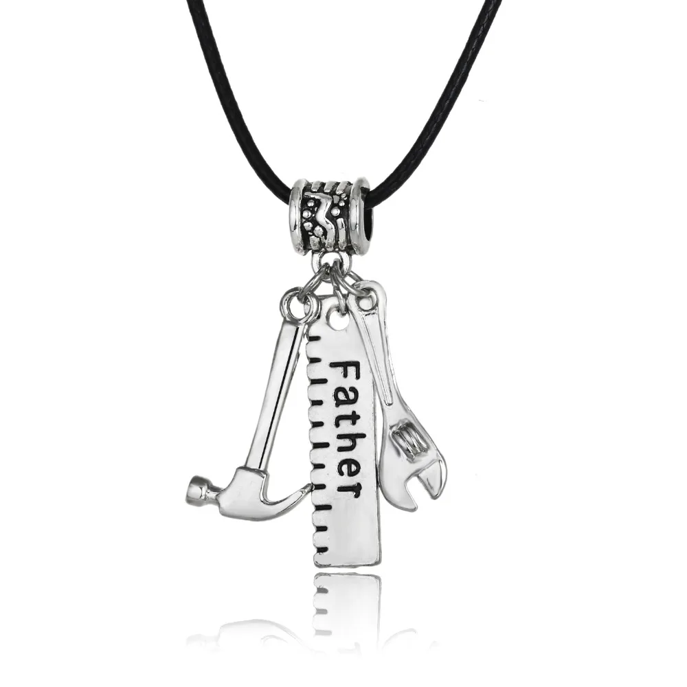 Father Pendant Necklace Hammer Wrench Dog Tag Black Rope Party Work Tools Necklaces Father's Day Gifts Women Men Jewelry | Украшения и