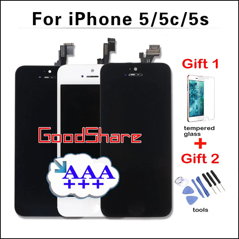 imágenes para Con 2 regalos Gratis Pantalla LCD Para iPhone5/5c/5S Pantalla Digitalizador Asamblea Reemplazo de Calidad AAA Negro/blanco Piezas de Reparación imágenes para Con 2 regalos Gratis Pantalla LCD Para iPhone5/5c/5S Pantalla Digitalizador Asamblea Reemplazo de Calidad AAA Negro/blanco Piezas de Reparación