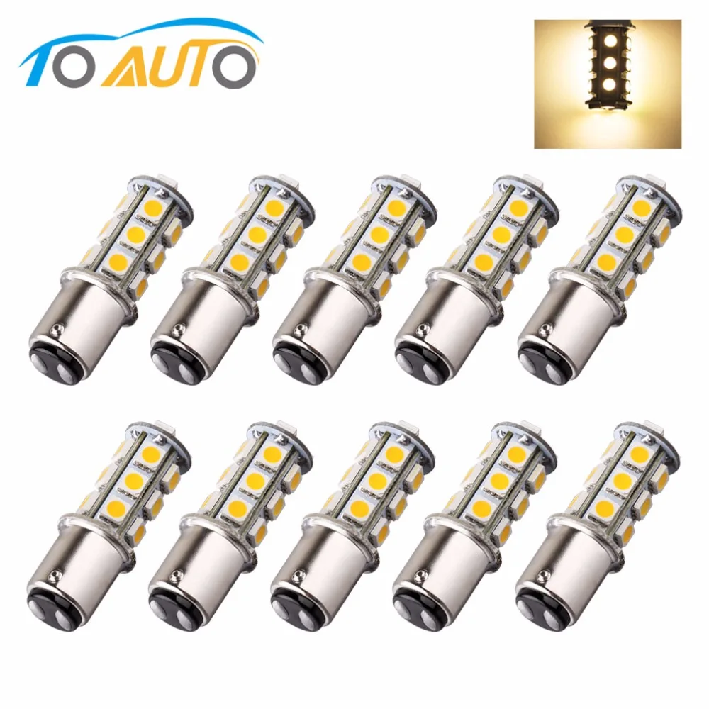 

10pcs 1142 BA15D 18 SMD 5050 Tail Turn Signal lamp Warm White led car bulbs rear brake Lights Car Light Source parking 12V