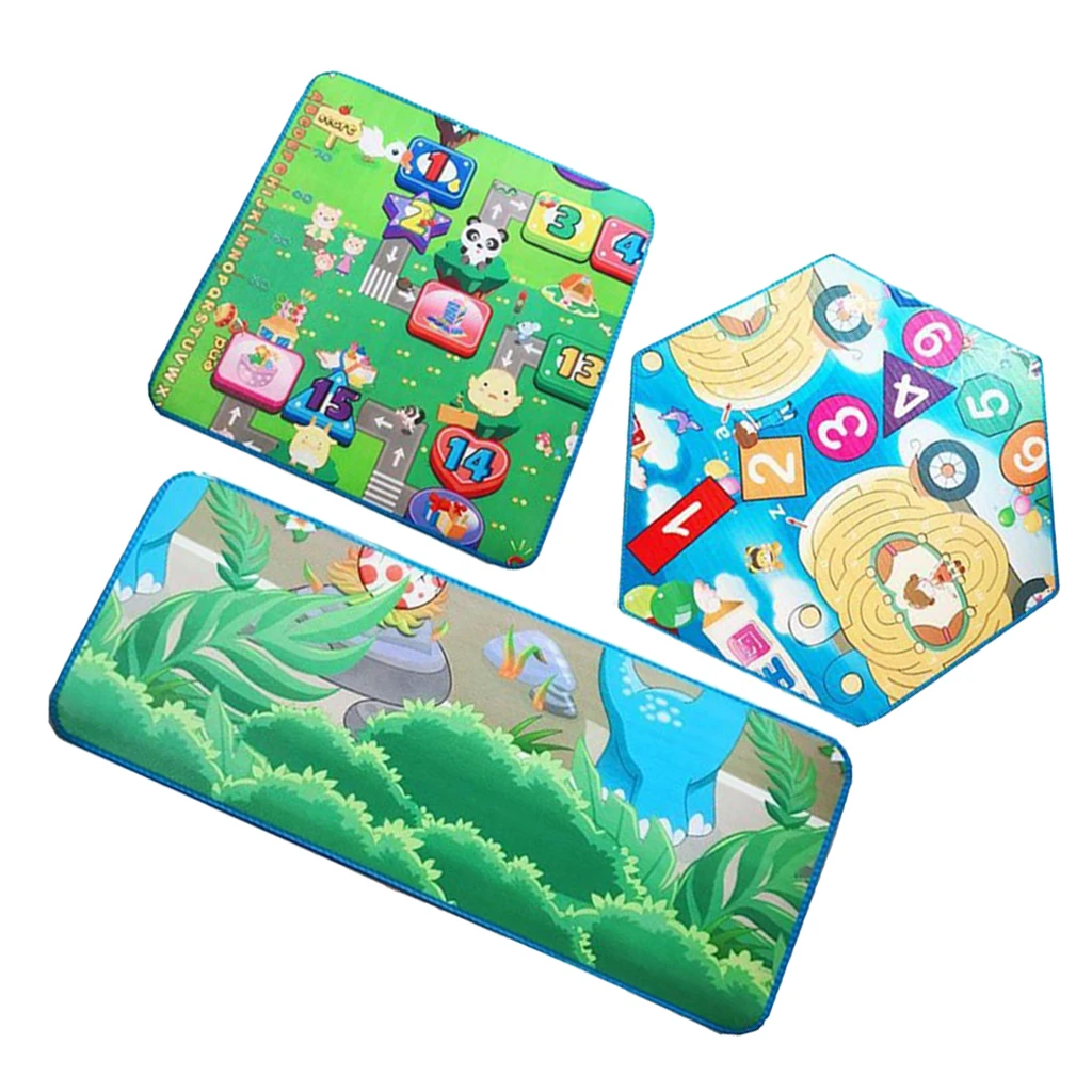 3pcs Round Kids Play Mat, Square Foam Carpet Rug, Hexagon Play Mat for Princess Tent, Portable Mat for Outdoor/Indoor