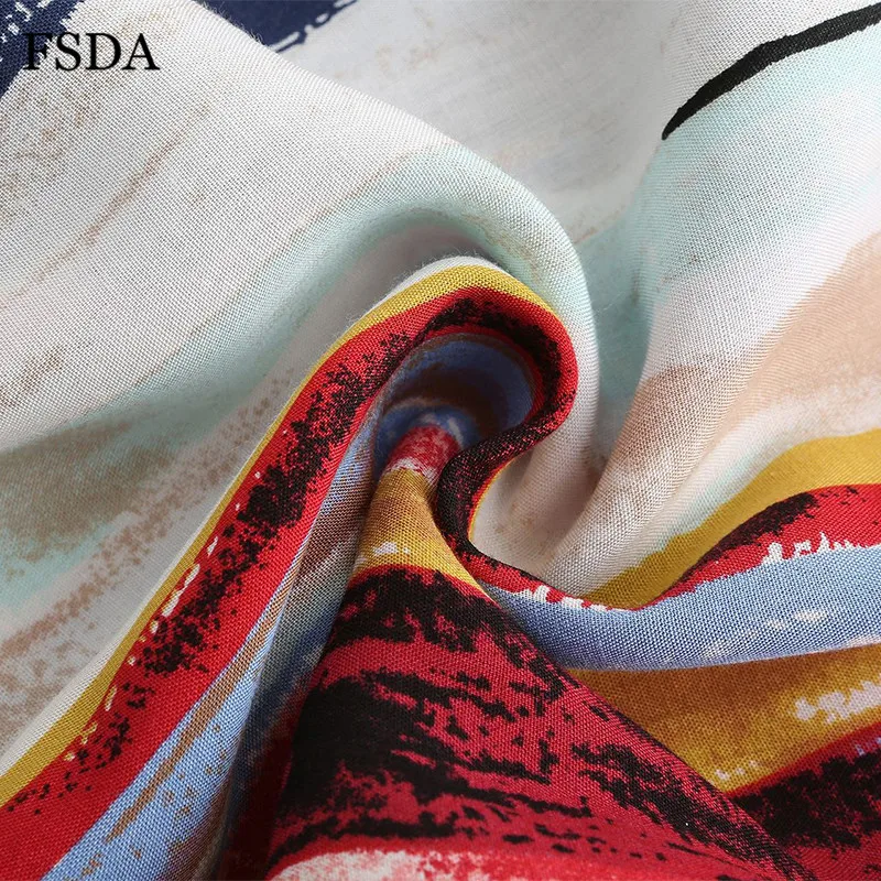 FSDA принт галстук краска для брюк женские пояса лук боковая щель свободные