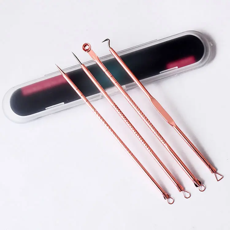 

4 Pcs/Set Acne Blackhead Pimple Treatment Pin Kits Stainless Pimple Spot Comedone Extractor Cleanser Beauty Face Clean Care Tool