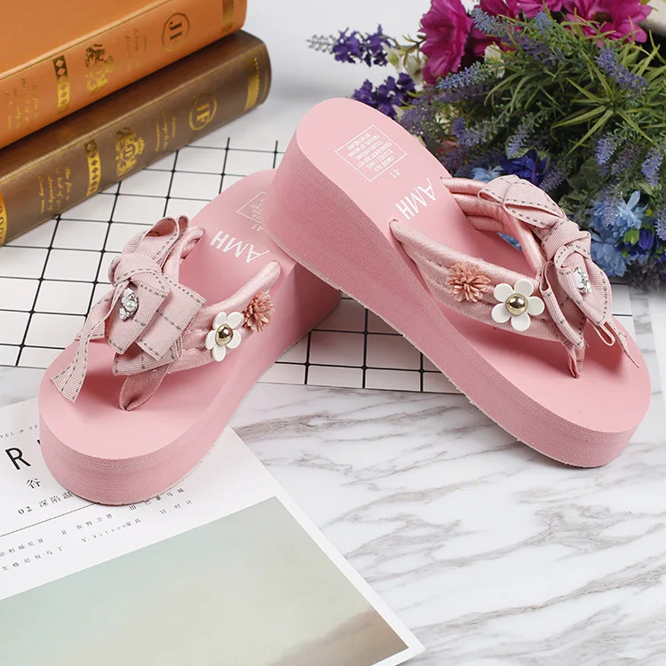 2019 Summer New Korean Womens Non-slip Wedge High Heels Flip Flops Slippers Online Ladies Fashion Platform Shoes49
