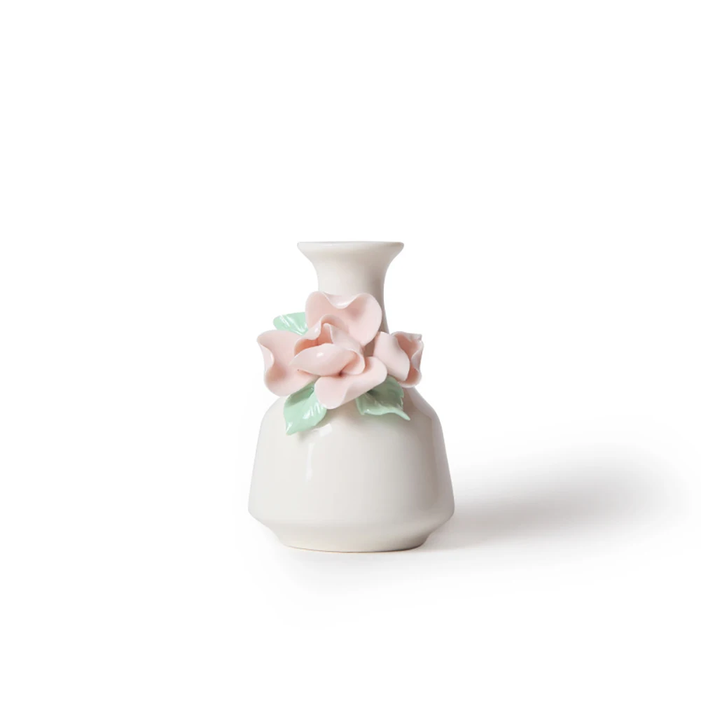 

1Pc Exquisite Handmade Ceramic Vase Solid Color Mini Vase Creative Vase With Simple Flower Desgin White Porcelain Vase For Home